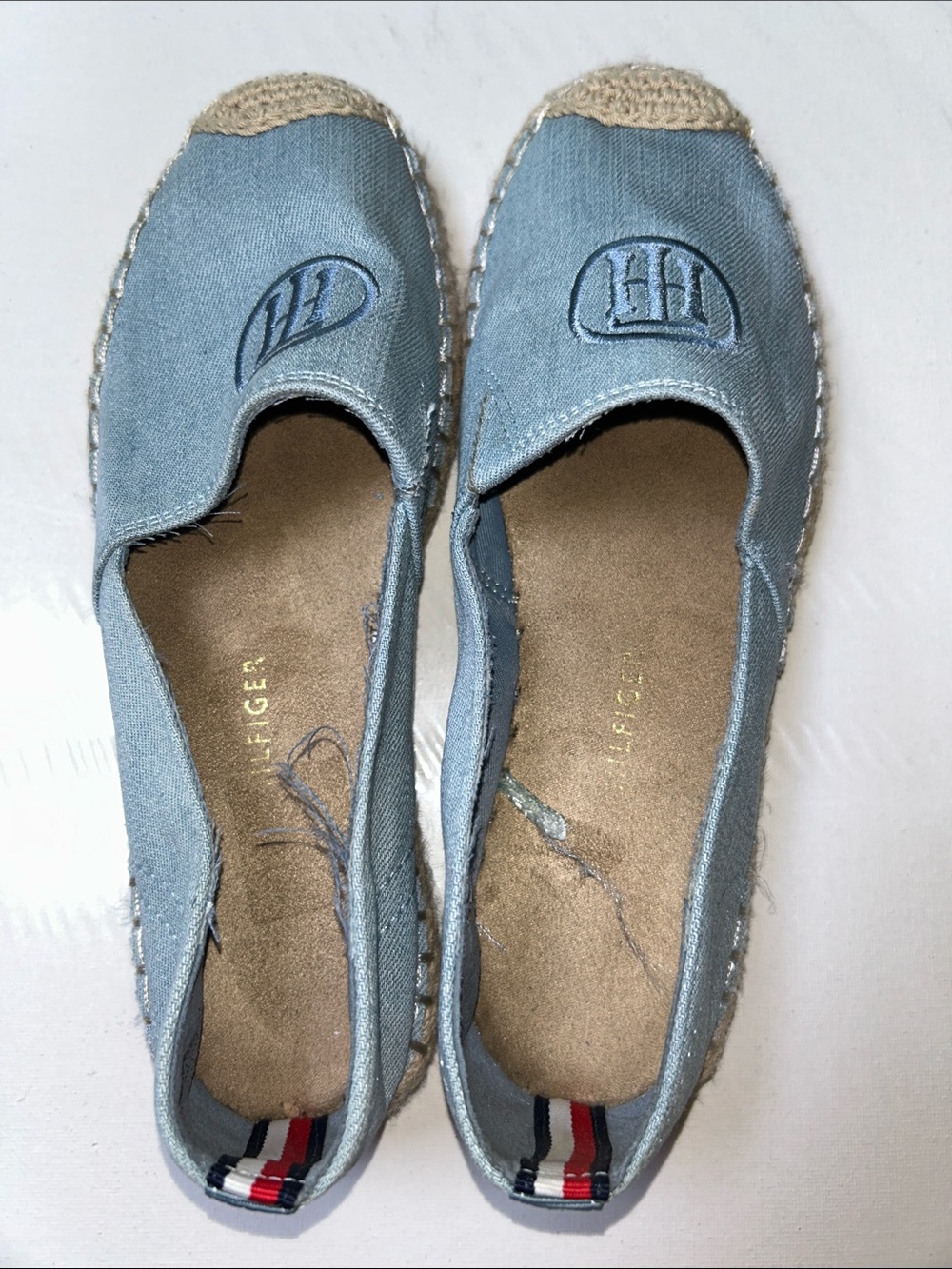 Tommy Hilfiger Light Blue Denim Embroidered Espadrille Flats